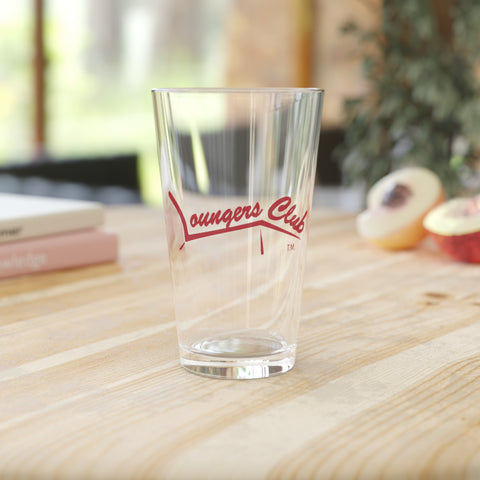 "Loungers Club 16oz Clear Glass Pint - American Made Lifestyle Beer Glass for Backyard BBQs & Home Bars"