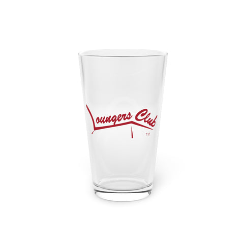 "Loungers Club 16oz Clear Glass Pint - American Made Lifestyle Beer Glass for Backyard BBQs & Home Bars"